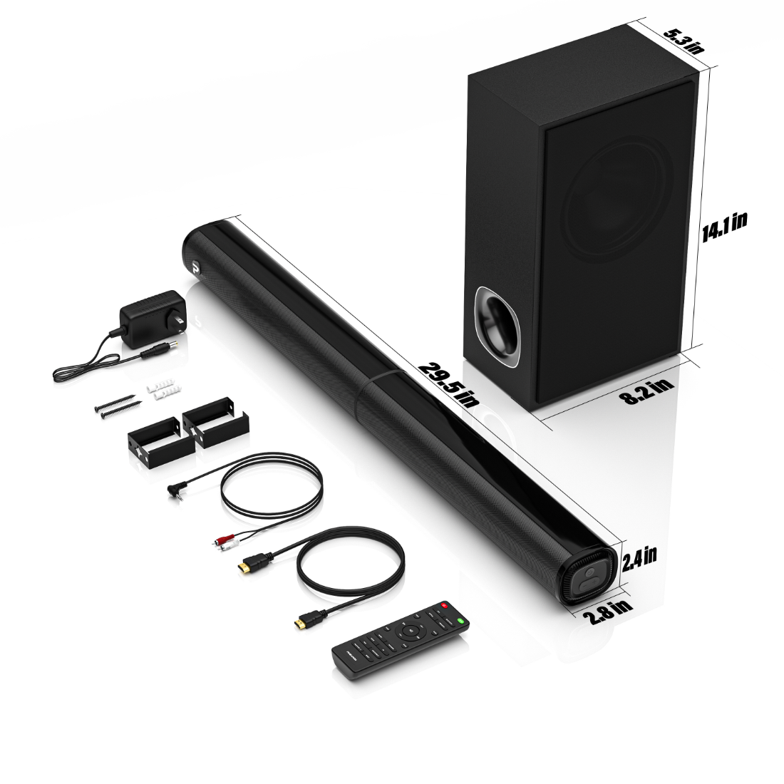  PHEANOO Sound Bar with 【Dolby】, 2.1 CH TV Soundbar with  Subwoofer Works with 4K&HD TVs (D2, 200W) : Electronics